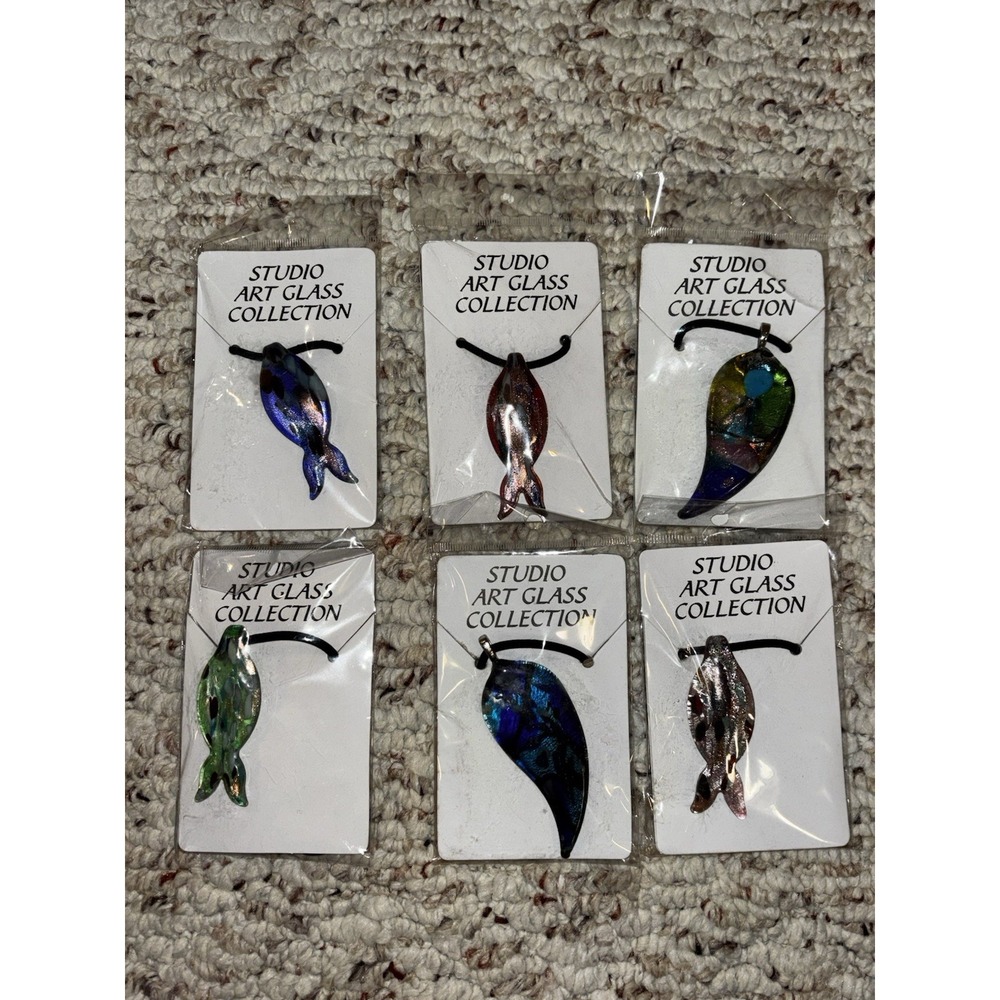 Studio Art Glass Collection Glass Pendant Necklace 18in Cord Bundle